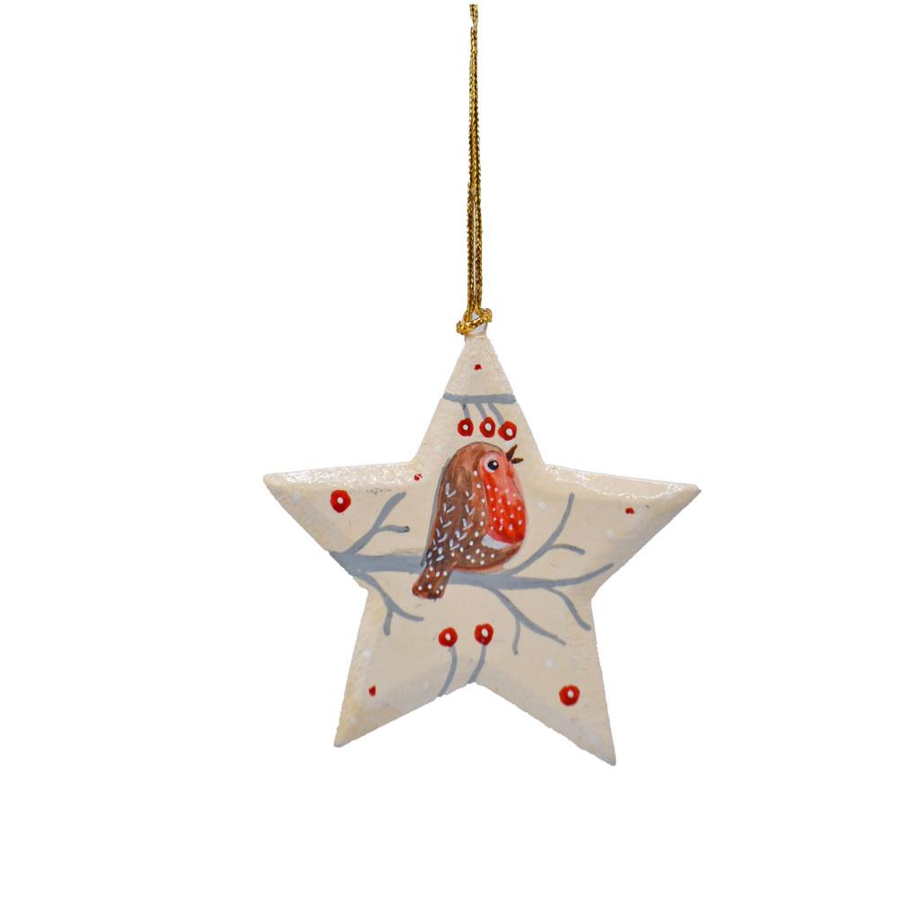 Robin on Star Hanging decoration