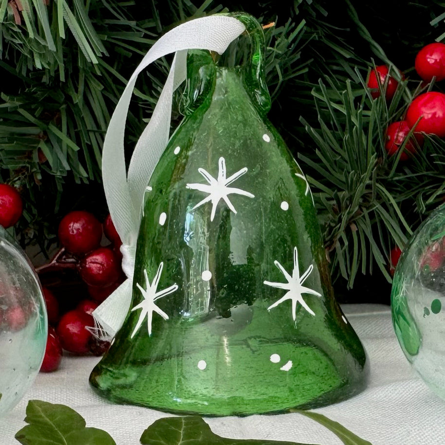 Green Glass Bell Hanging Tree Decoration - Christmas 2024 edition