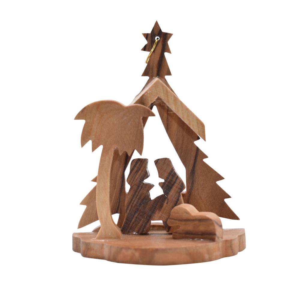 Olive Wood Nativity Scene Ornament (Small)