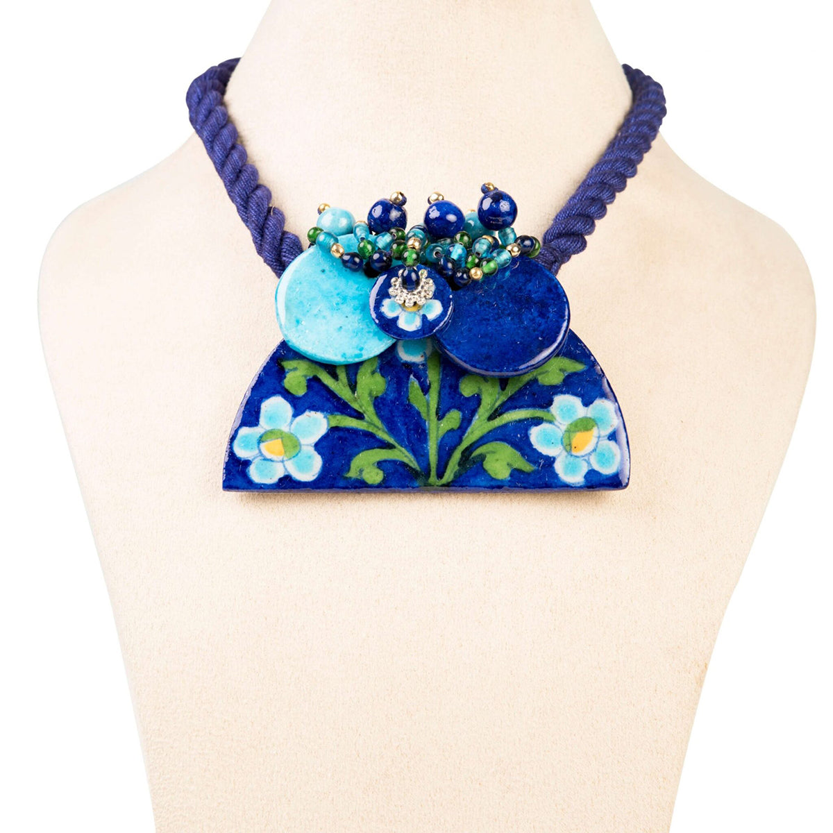 Half Disc Necklace - Blue