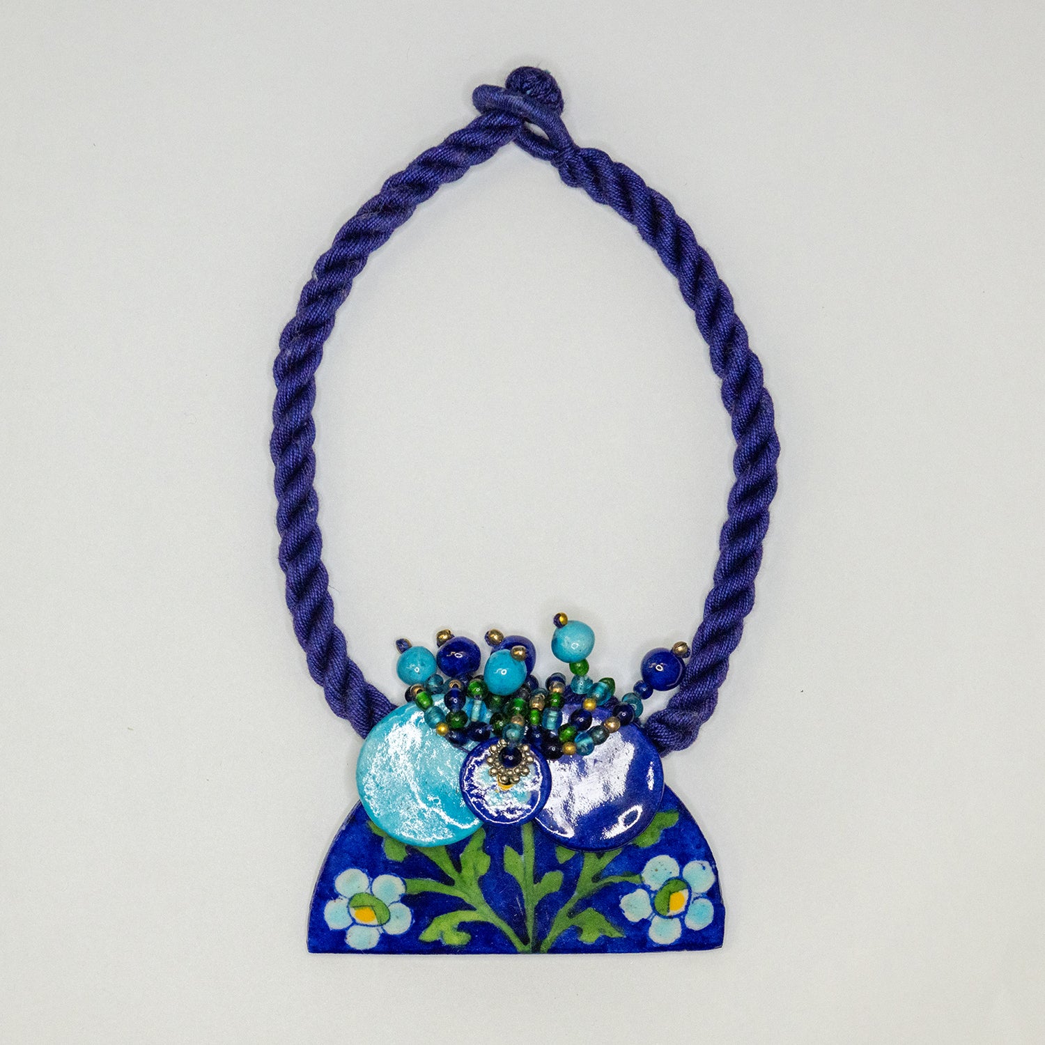 Half Disc Necklace - Blue