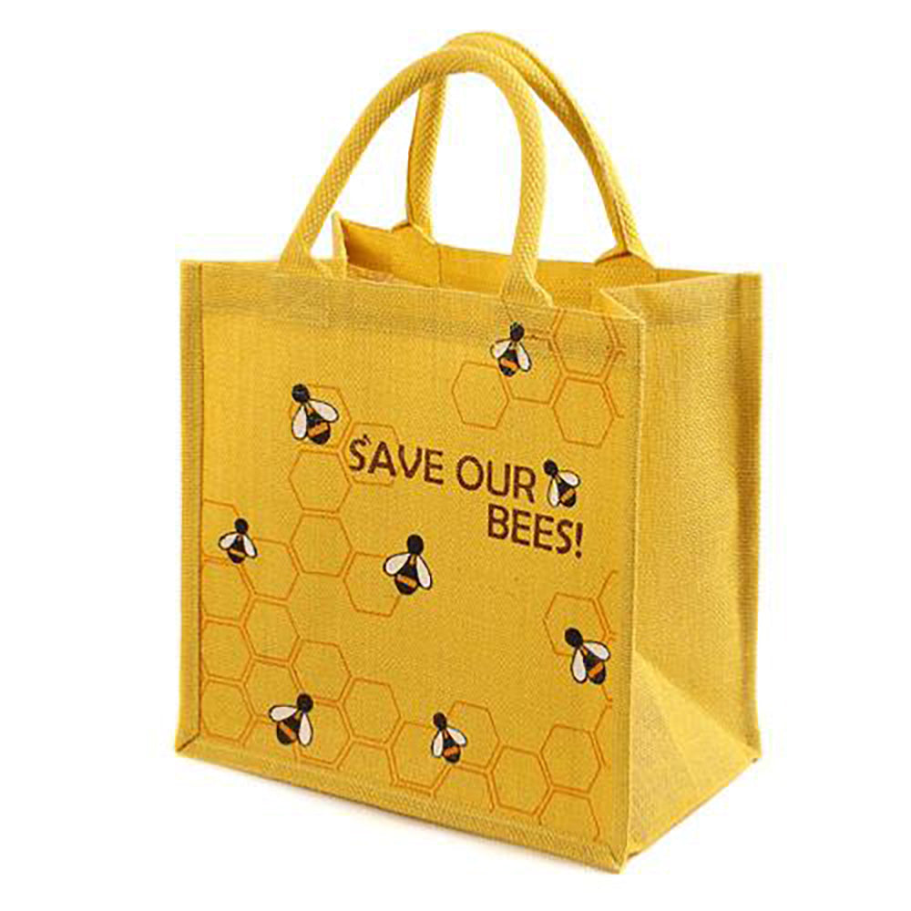 Jute shopping bag- yellow Save Our Bees